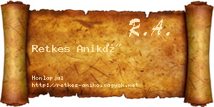 Retkes Anikó névjegykártya